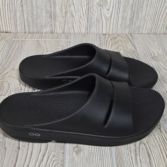 OOFOS OOahh Black Comfort Slide Sandals Mens Size 10 Womens Size 12 main image 7